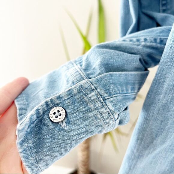 7 For All Mankind Distressed Denim Button Up - Picture 4 of 5